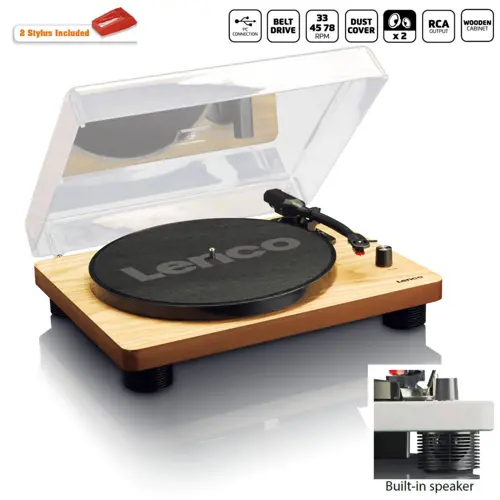 Gramofon LENCO LS-50WD, sa zvučnicima, drveni-3