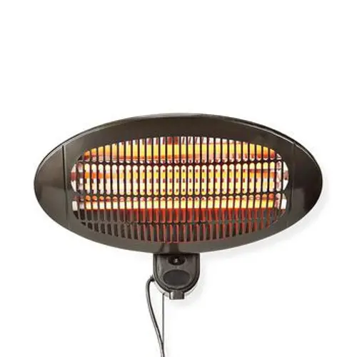 Grijalica NEDIS HTPA110EBK, 650/1300/2000W, za dvorište, terasu, 3 postavke topline, montaža na zid, kut 0-45 stupnjeva, IP34 zaštita od prskanja-1