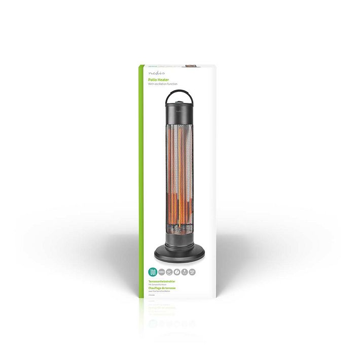 Grijalica NEDIS HTPA20EBK, za dvorište, terasu, 1200 W, 2 postavke topline, zaštita od pada, IP24, crna-6