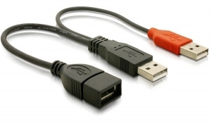Kabel DELOCK, 2xUSB 2.0 Type-A (M) na USB 2.0 Type-A (Ž), 0.22m 65306-11