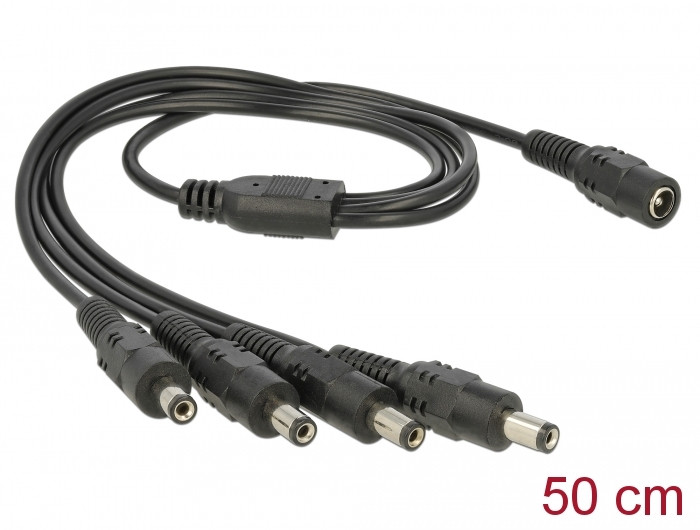 Kabel DELOCK, DC Splitter 5.5 x 2.1 mm 1 x Ž 4 x M, 0.5m 83287-15