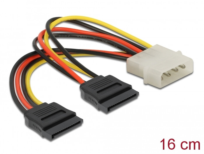Kabel DELOCK, int. SATA power 15 pin HDD 2 x to 4 pin M 60102-14