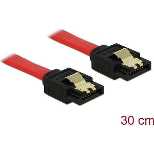 Kabel DELOCK, SATA int. data 0,3m crveni metal kop. 82676
