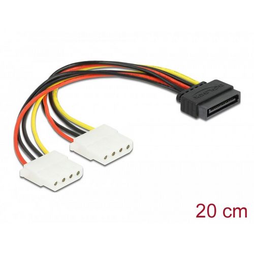 Kabel DELOCK, SATA int. power 15 pin to 2 x 4 pin Molex Ž 20 cm 65159-2