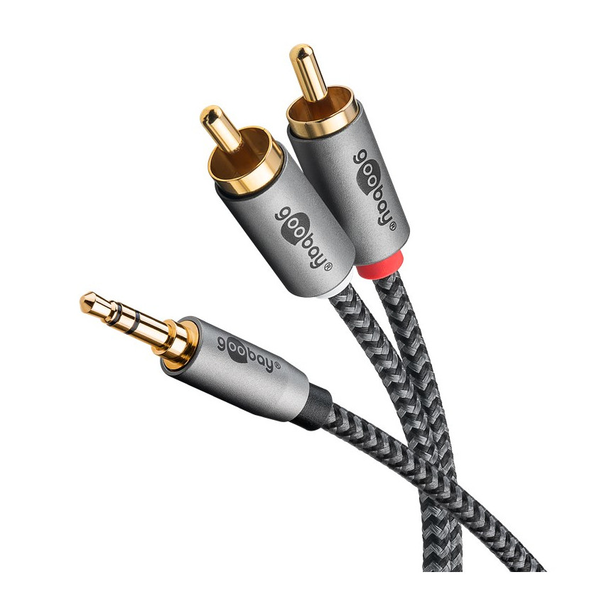 Kabel GOOBAY, 3.5mm (M) na 2x RCA (M), 3m, crni-12