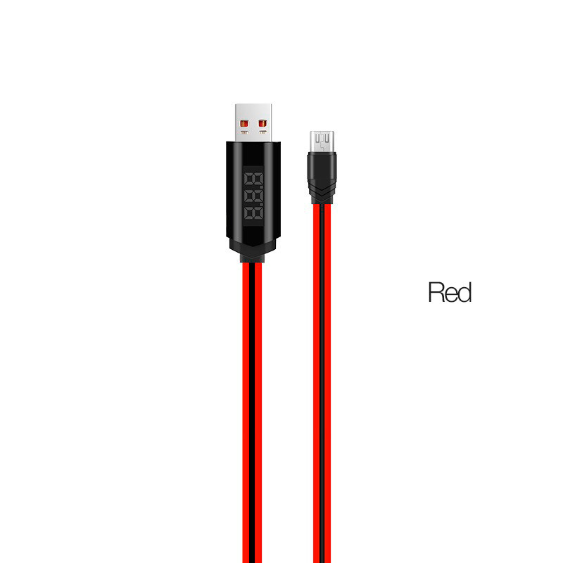 Kabel HOCO U29 LED displayed timing, micro, crveni-7