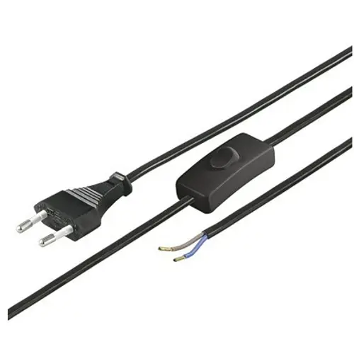 Kabel mrežni 2x0.75 GOOBAY, s prekidačem i utikačem, crni-0