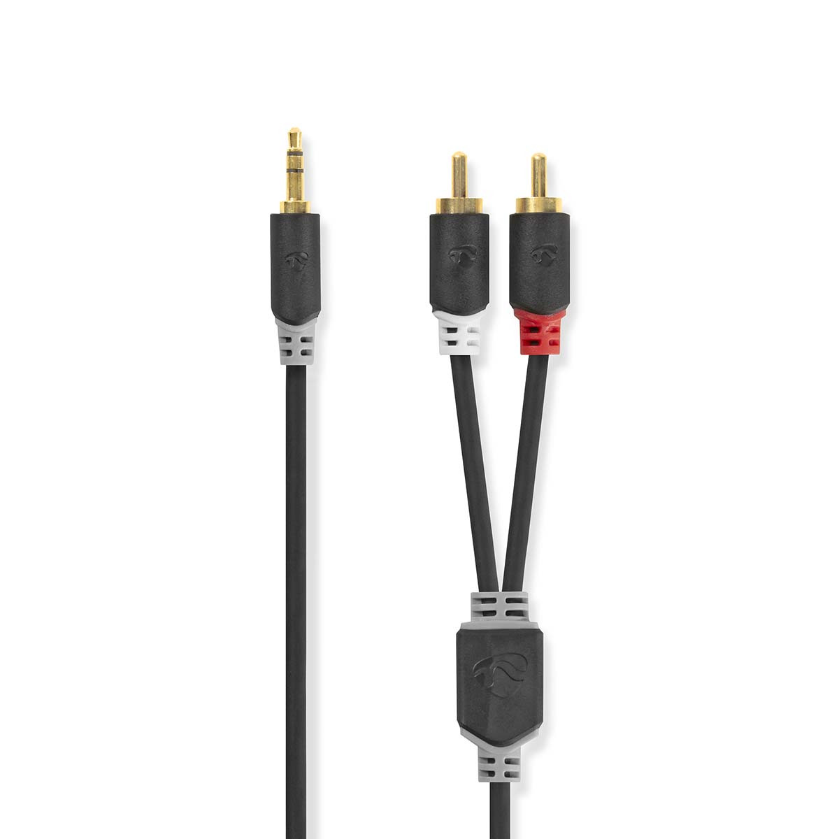 Kabel NEDIS audio stereo, 3.5 mm (M), 2x RCA (M), 2 m , crni-9