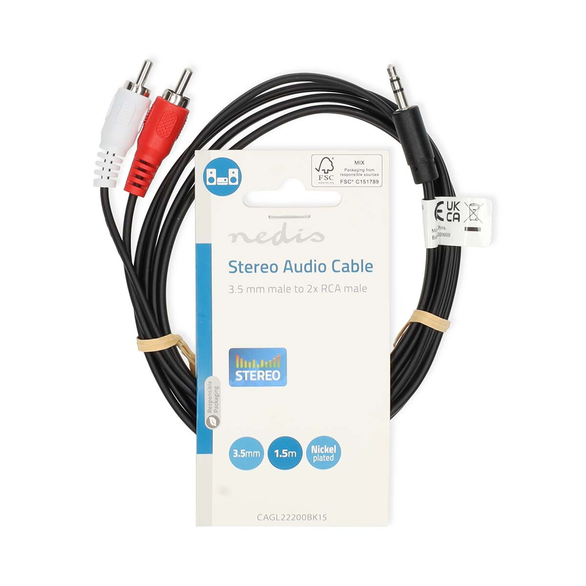 Kabel NEDIS audio stereo, 3.5mm (M) na 2xRCA (M), 1.5m-8