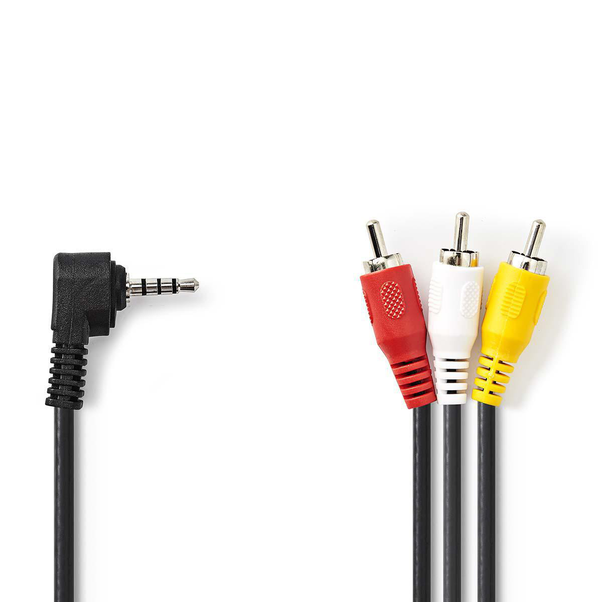Kabel NEDIS audio stereo, 3.5mm (M) na 3xRCA (M), crni, 1m, blister-5