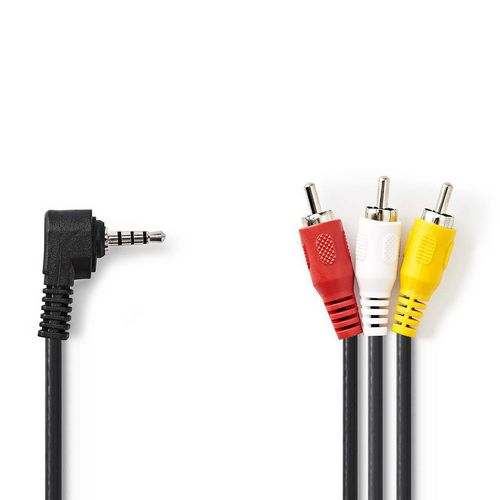 Kabel NEDIS audio stereo, 3.5mm (M) na 3xRCA (M), crni, 1m, blister-4
