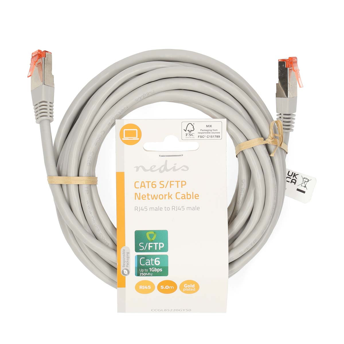 Kabel NEDIS CCGL85220GY50, Patch, CAT6 SFTP, UTP, sivi, 5m-12