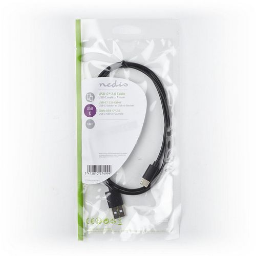 Kabel NEDIS CCGP60600BK10, USB A (M) na Type-C (M), crni, 1m-2