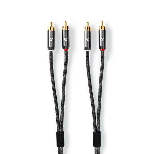Kabel NEDIS, 2xRCA2 (M) na 2xRCA (M), crni, 5m, blister-2