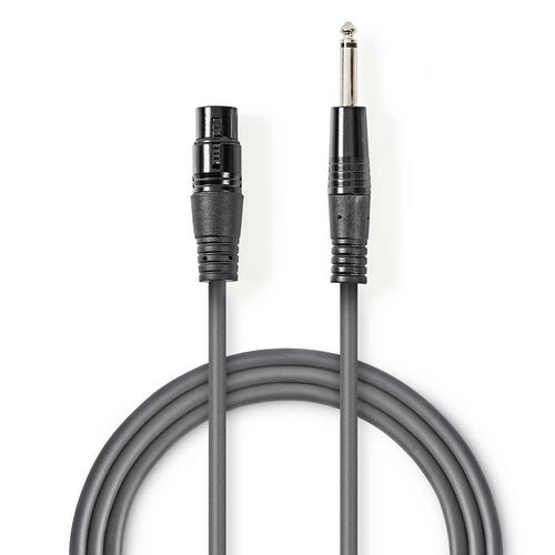 Kabel NEDIS, 6.35mm TS (M) na XLR 3-Pin (Ž), sivi, 5m-5