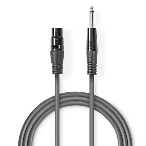 Kabel NEDIS, 6.35mm TS (M) na XLR 3-Pin (Ž), sivi, 5m-1