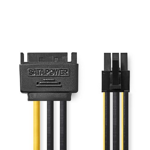 Kabel NEDIS, SATA power 15-pin(M) 1x PCIe(F), 0.20 m, crni/žuti-2