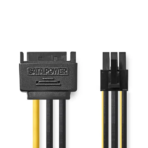 Kabel NEDIS, SATA power 15-pin(M) 1x PCIe(F), 0.20 m, crni/žuti-1