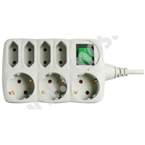 Kabel produžni EMOS, 3+4 mjesta, 1mm2, s prekidačem, 1.5m-7