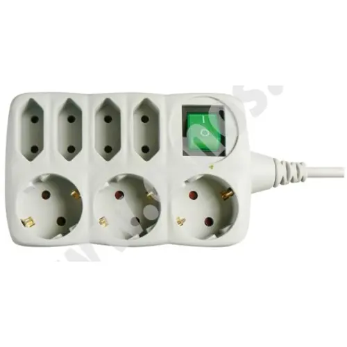Kabel produžni EMOS, 3+4 mjesta, 1mm2, s prekidačem, 1.5m-1