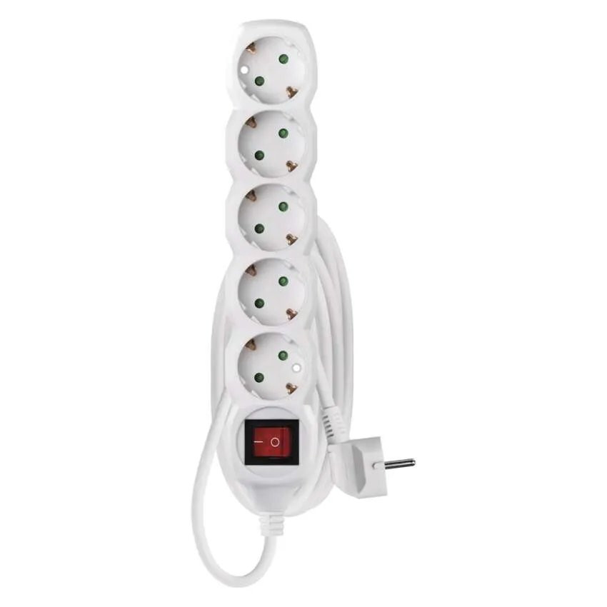 Kabel produžni EMOS, 5 mjesta, 1mm2, s prekidačem, 3m-10