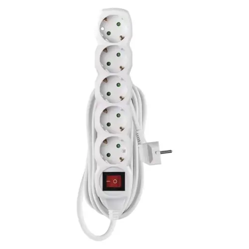 Kabel produžni EMOS, 5 mjesta, 1mm2, s prekidačem, 5m-0