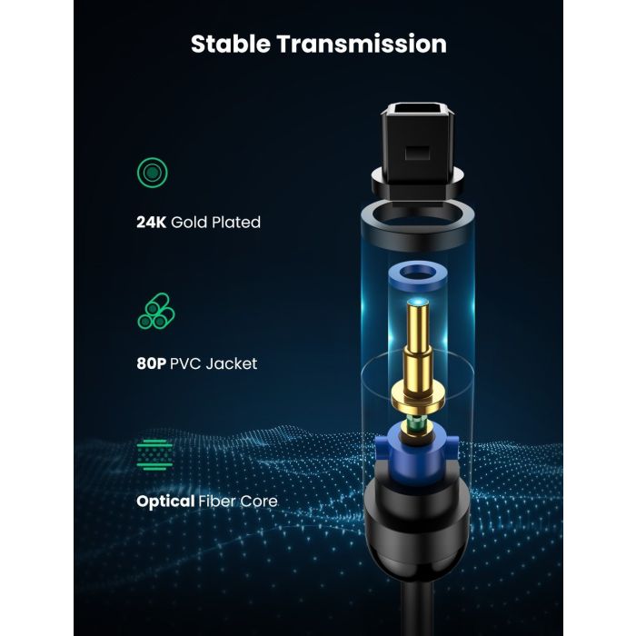 Kabel UGREEN Toslink Optical Audio, 1.5m, crni-13