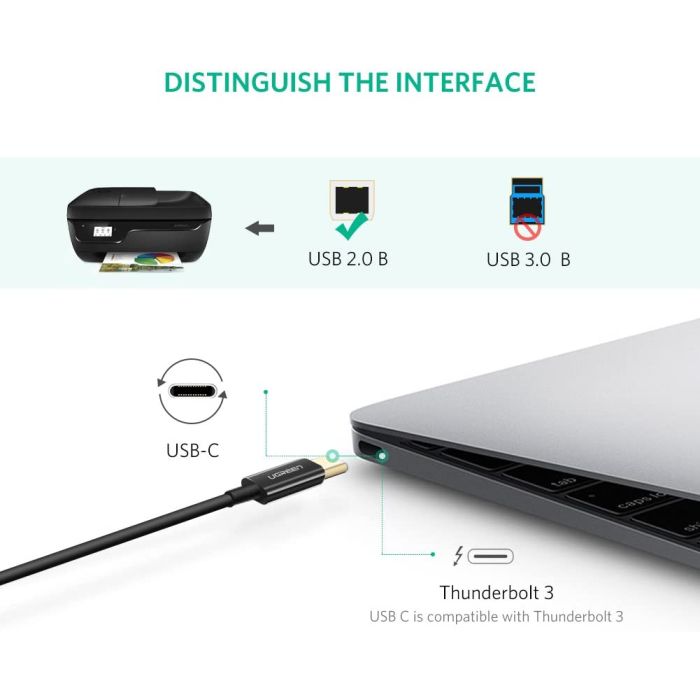 Kabel UGREEN USB-C to USB-B 2.0 Printer, 2m, crni-10