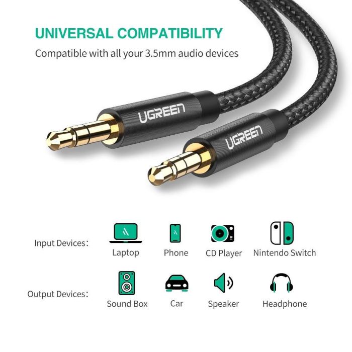 Kabel UGREEN, 3.5mm (M) na (M), crni, 1m-13