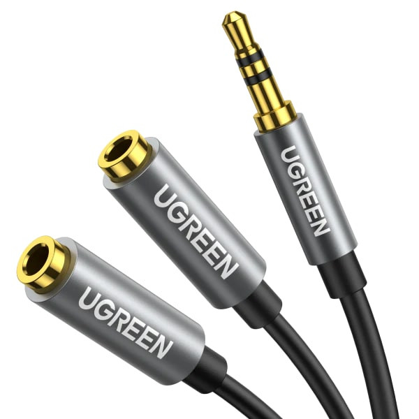 Kabel UGREEN, 3.5mm (M) na 2x 3.5mm (Ž), sivi, 20cm-13