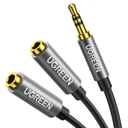 Kabel UGREEN, 3.5mm (M) na 2x 3.5mm (Ž), sivi, 20cm-0
