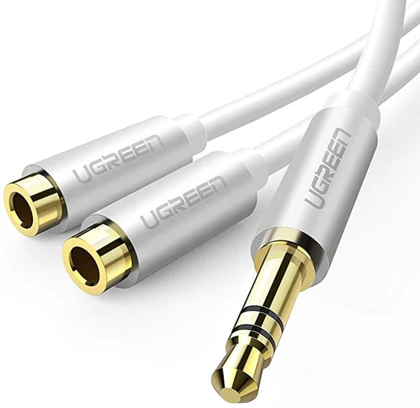 Kabel UGREEN, 3.5mm (M) na 2x 3.5mm (Ž), srebrni, 20cm-10