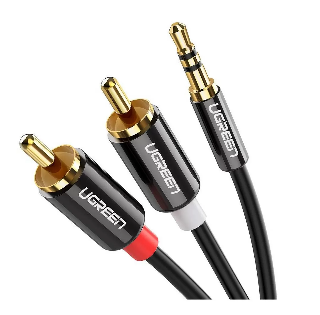 Kabel UGREEN, 3.5mm (M) na 2xRCA (M), pozlaćeni, 2m-4