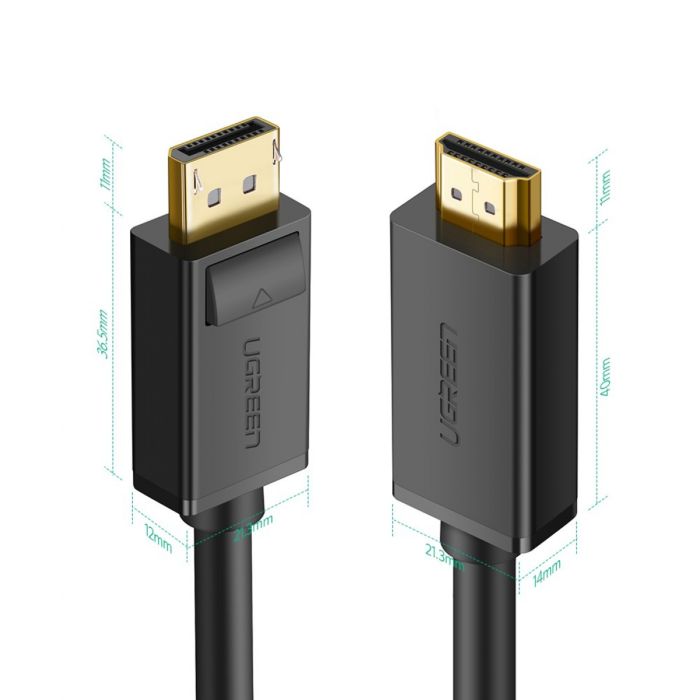 Kabel UGREEN, Displayport (M) na HDMI (M), 2m, 4K@30Hz, crni-12