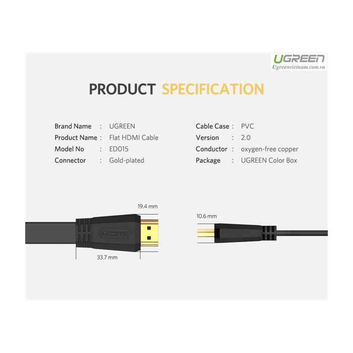 Kabel UGREEN, HDMI (M) na HDMI (M), 1.5m, pozlaćeni, 4K@60Hz, pokositreni bakar-16