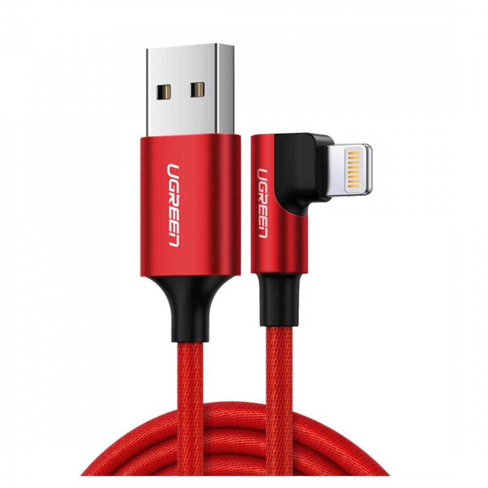 Kabel UGREEN, kutni Lightning na USB 2.0 A (M), kutni 90°, crveni, 1m-12