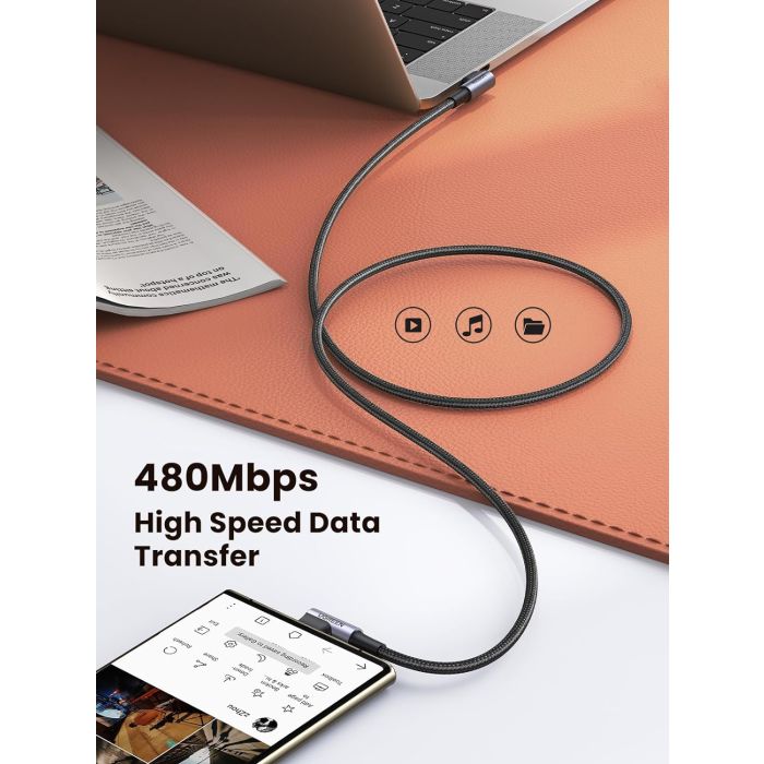 Kabel UGREEN kutni USB-C 2.0 (M) na kutni USB-C 2.0 (M), 3A, 1m-6