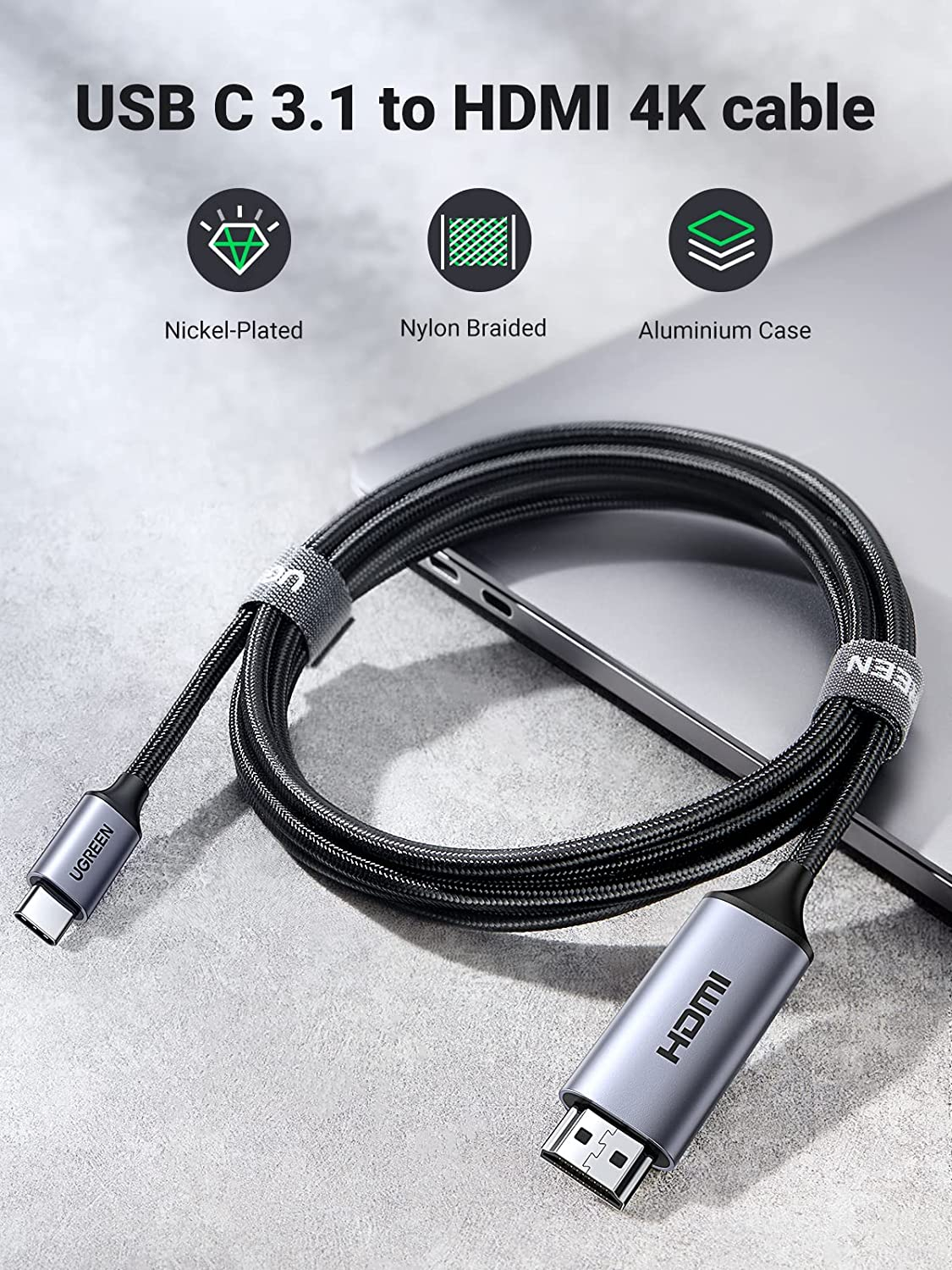 Kabel UGREEN, Type C na HDMI, sivi, 1.5m-11