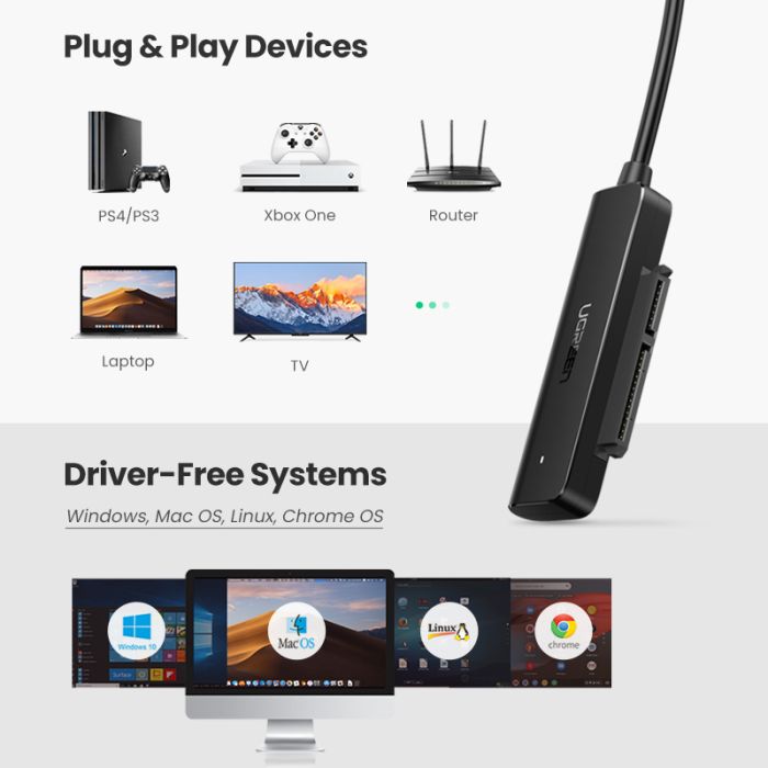 Kabel UGREEN, USB-A 3.0 na SATA za 2.5“, 0.5m-12