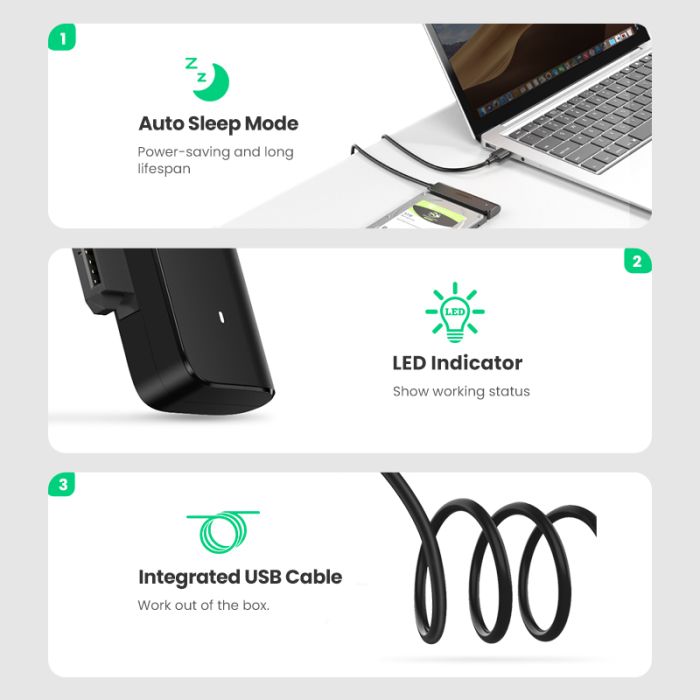 Kabel UGREEN, USB-A 3.0 na SATA za 2.5“, 0.5m-14