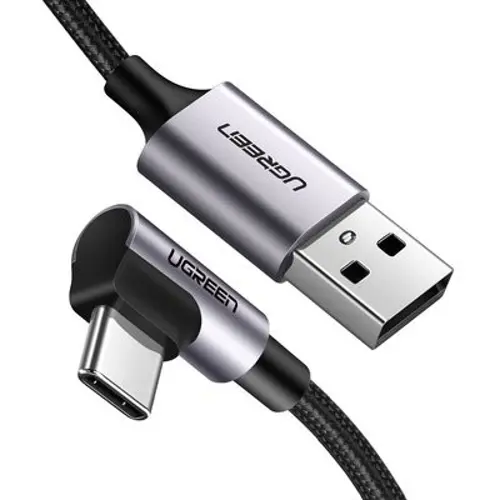 Kabel UGREEN, USB-C (M) na USB 2.0 A (M), 3A, kutni 90°, crni, 1m-1