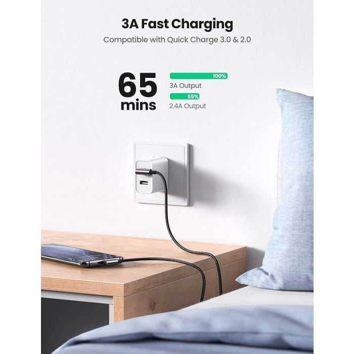 Kabel UGREEN, USB-C (M) na USB 2.0 A (M), 3A, kutni 90°, crni, 1m-20
