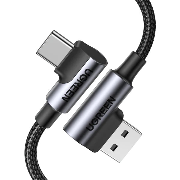 Kabel UGREEN, USB-C (M) na USB 2.0 A (M), 3A, kutni 90°, crni, 1m-3