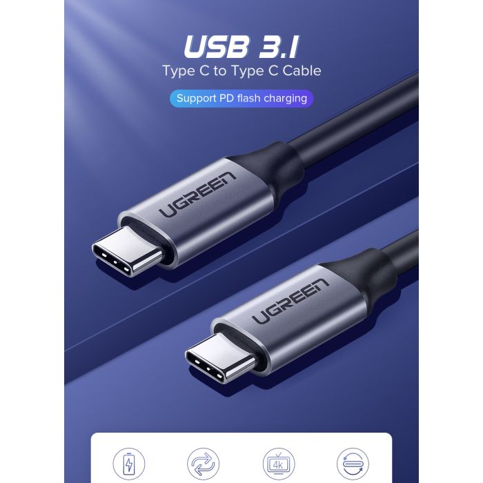 Kabel UGREEN, USB-C 3.1 (M) na (M) GEN1, 3A, sivi, 1.5m-11