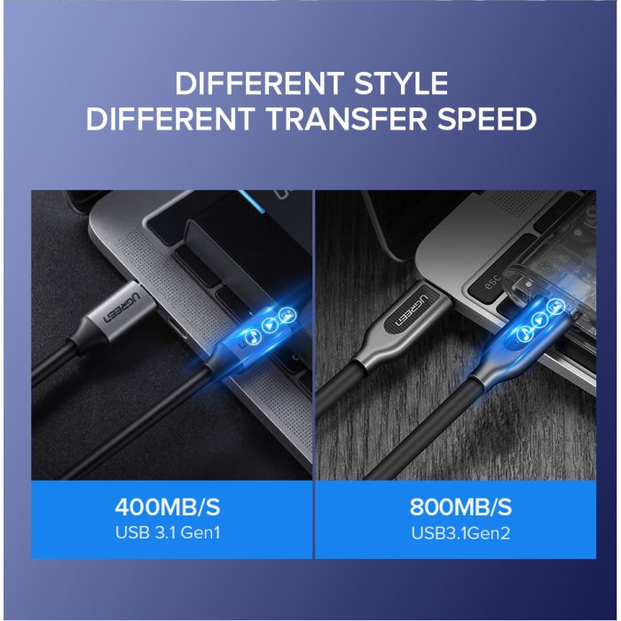 Kabel UGREEN, USB-C 3.1 (M) na (M) GEN1, 3A, sivi, 1.5m-17