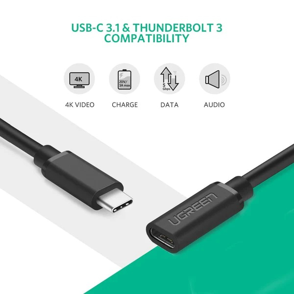 Kabel UGREEN, USB-C 3.1, produžni, 10Gbps, 1m-12