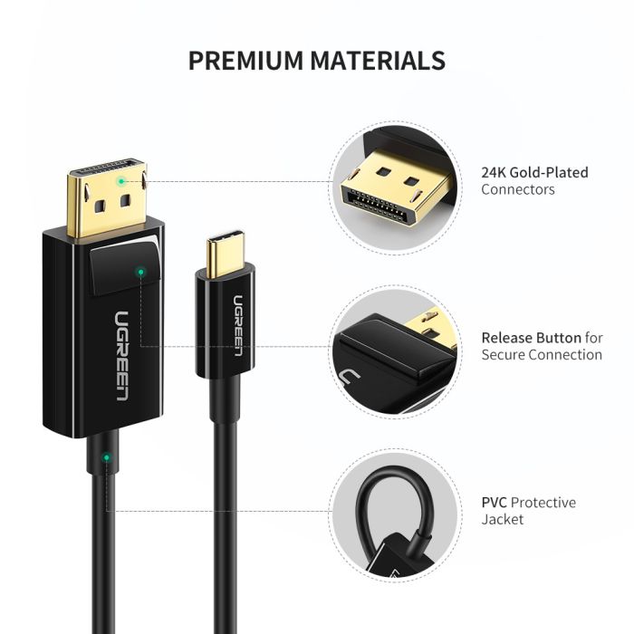 Kabel UGREEN, USB-C na DP, crni, 1.5m-13