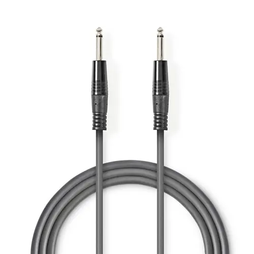 Kabel za gitaru NEDIS, 6,35 mm TS (M) na 6,35 mm TS (M), sivi, 5m-0
