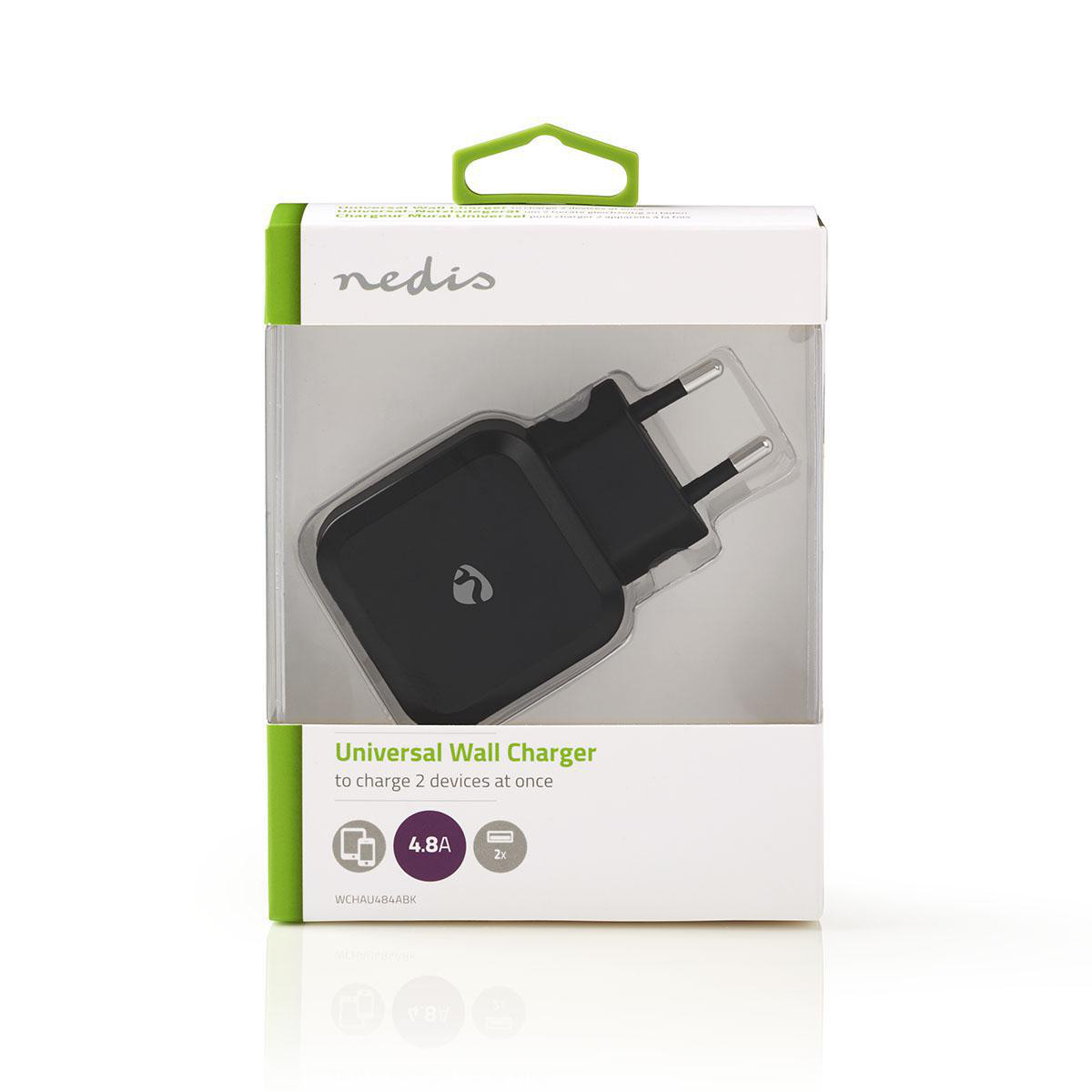 Kućni punjač NEDIS WCHAU484ABK, 24W, 2x USB-A, crni-13
