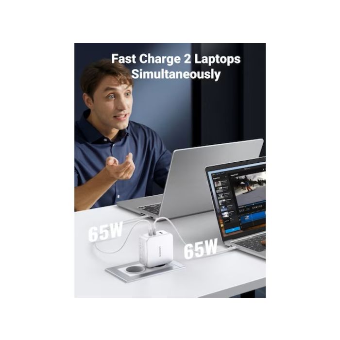 Kućni punjač UGREEN Nexode, 140W, 3-Port PD GaN Fast Charger EU, bijeli-15